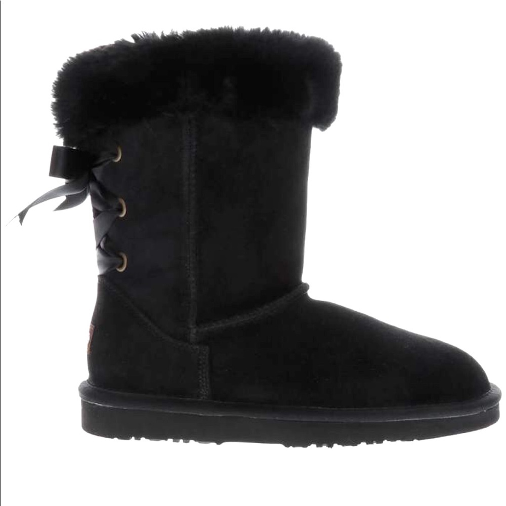 Lamo fur & suede boots with ribbon bow 5.5